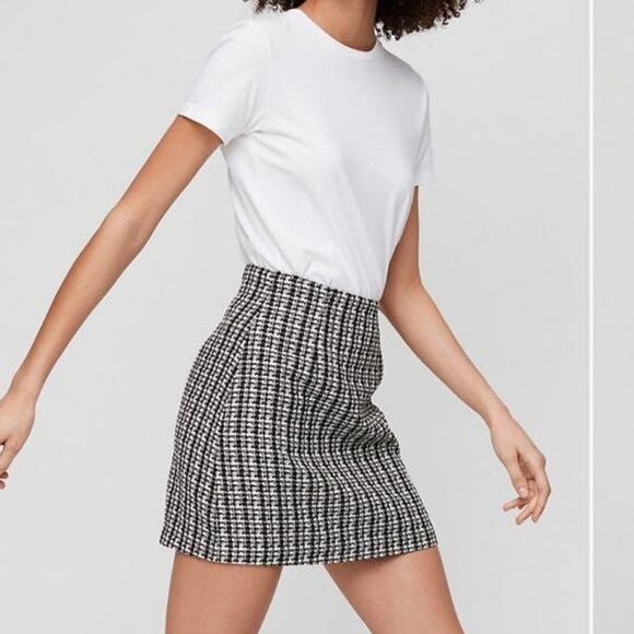 BABATON Aritzia Bryn Tweed Mini Skirt Size 6 Black Espacey - Picture 1 of 8